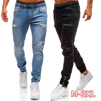 

Vintage Ripped Jeans Men Zipper Skinny Denim Pants Classic Cowboy Hip Pop Slim Fit Destroyed Jeans Pencil Pants
