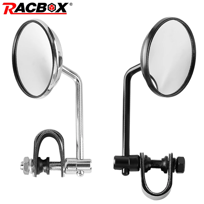 Motorcycle Rearview Mirror Stainless Steel Mirror Classic Retro Vintage Round Back View Universal 22mm-25mm Convex Clip