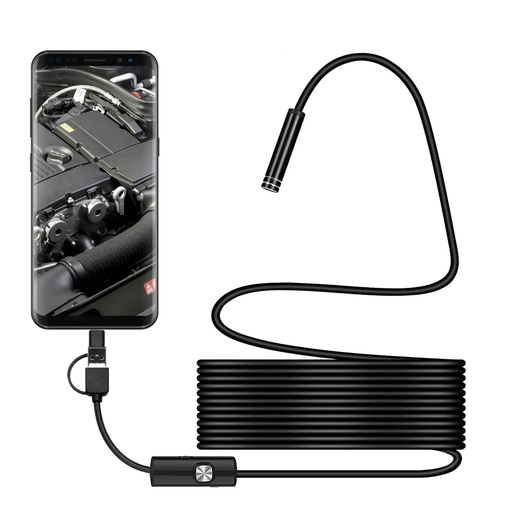 3 в 1 type-c Android USB эндоскоп камера 5,5 мм жесткий кабель ПК Android телефон эндоскоп Труба эндоскоп инспекционная мини камера - Цвет: 1.5M