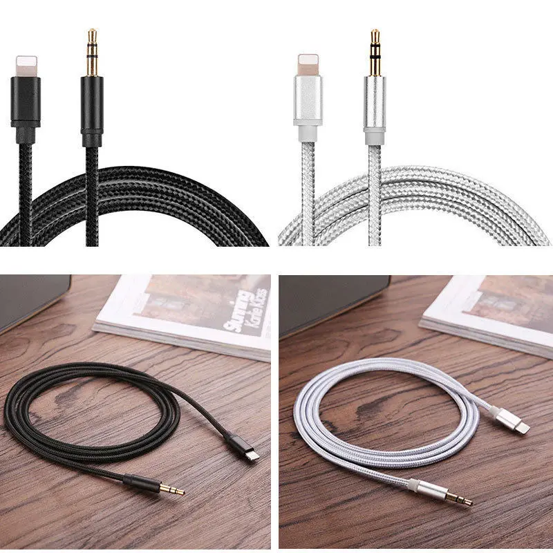 1 м для Lightning/AUX кабеля, автомобильный конвертер, 3,5 мм разъем, кабель для наушников, Aux линия, аудио адаптер для наушников для IPhone, IPad, IOS