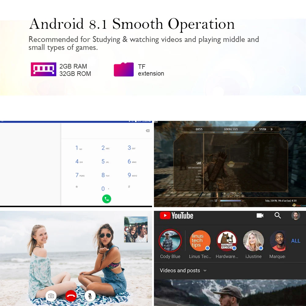 Анри Android 8 1 планшетный ПК Google Play 2 Гб Оперативная память 32 GB Встроенная Wi Fi 5000 мА/ч