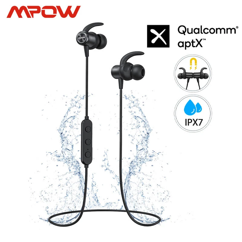 Mpow auriculares S11 ipx7 impermeables con Bluetooth 5,0, dispositivos deportivos APTX con magnético de reproducción para iPhone, Samsung, y Xiaomi|Auriculares y audífonos| - AliExpress