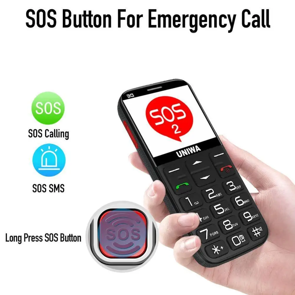  V808G Strong Torch Push-Button Loud Cellphone Big SOS 3G English Russian Keyboard 10 Days Standby 3