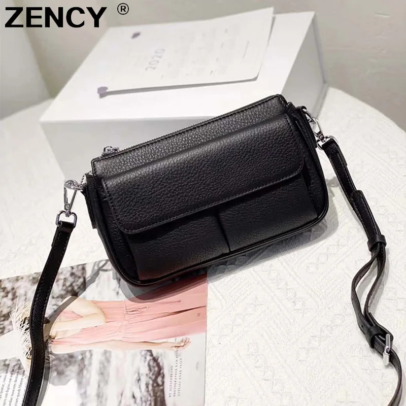 Маленькая женская сумка через плечо ZENCY из 100% натуральной коровьей кожи модные