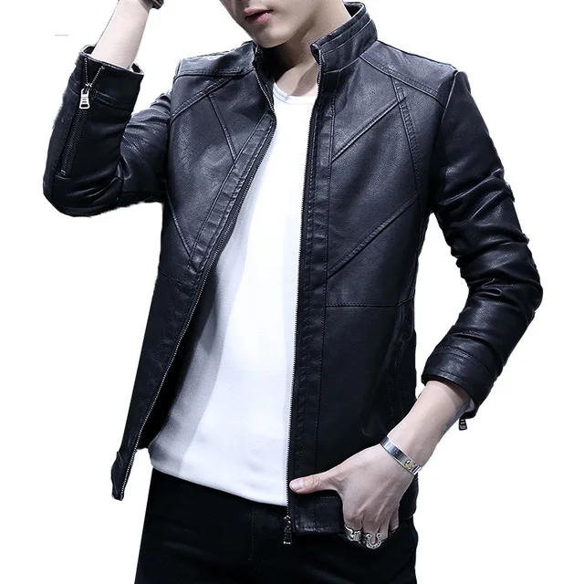 

2019 New Autumn Mens Pu Leather Jacket Moto Biker Chaqueta Cuero Hombre Spring Faux Leather Motorcycle Coat Veste Cuir Homme 4XL