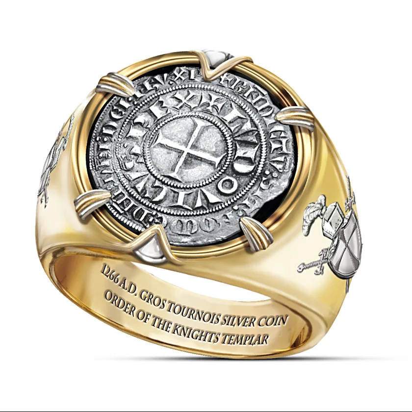 

Men's Fashion Vintage Gold Cross Anniversary Rings for Vintage Classic Veteran Soldier Warrior Ring Steampunk Jewelry Gifts