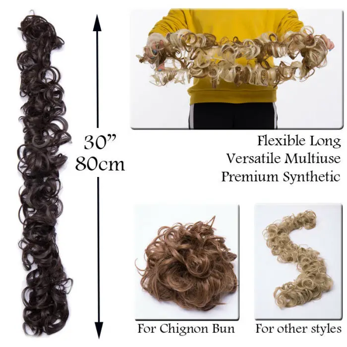 Волосы булочки для наращивания волнистые кудрявые грязные длинные шиньоны парик конский хвост JS11