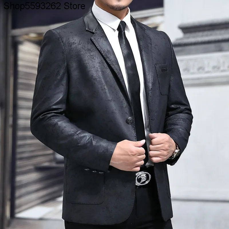 

Haining Genuine Leather Leather Coat Men Leisure Leather Suit Sheep Leather Slim Fit Thin Leather Suit Autumn Coat