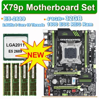 

X79 motherboard set with 4x8GB=32GB 1600MHz DDR3 ECC REG memory Xeon E5 2689 USB3.0 SATA3 PCI-E NVME M.2 SSD Double card slot