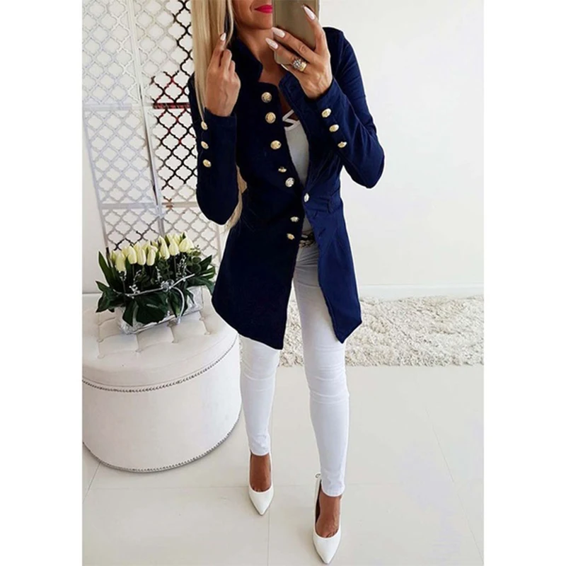 Весна/осень/зима женский модный однотонный однобортный Тонкий Повседневный