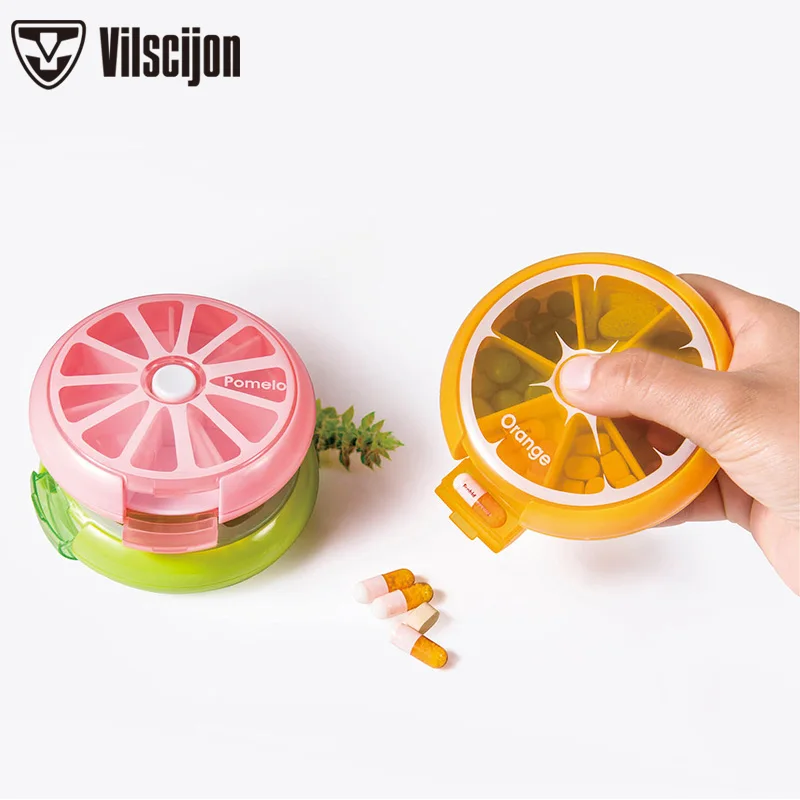 

Weekly Rotating Pill Box Travel Pill Case Splitter Pill Organizer Medicine Box Cutter 7 Day Pill Container Vilscijon R8309