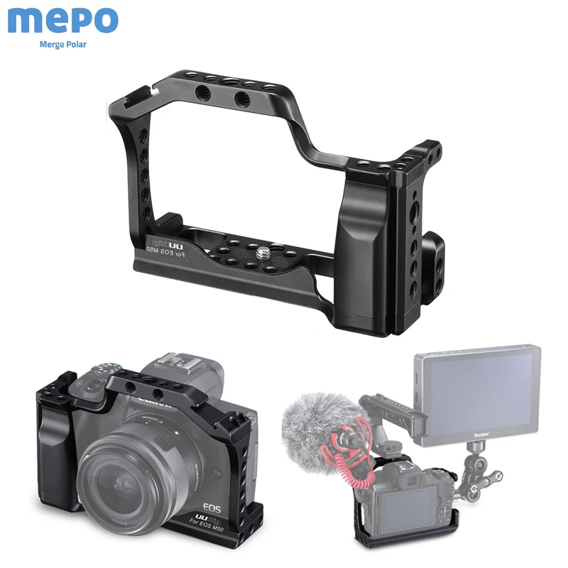 

C-M50 Vlogging Case Metal Camera Rabbit Cage For Canon M50 DSLR Cam Dog Cage Cold Hot Shoe Frame for Microphone Digital Monitor