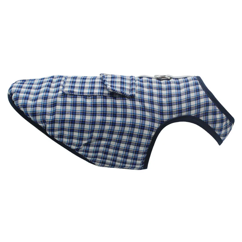 Plaid blue Новая одежда для домашних животных осень и зима двусторонний плюс хлопковый жилет для собаки теплый водонепроницаемый золотой ретривер Одежда для собак - Цвет: Plaid blue