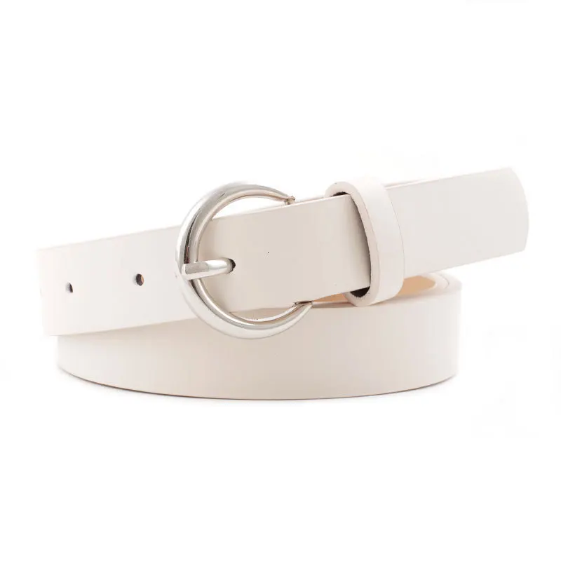 Новое поступление из искусственной кожи ремень Для женщин белый с Повседневное пряжки с булавкой дизайнерские Ремни для девочек высокое качество - Цвет: beige