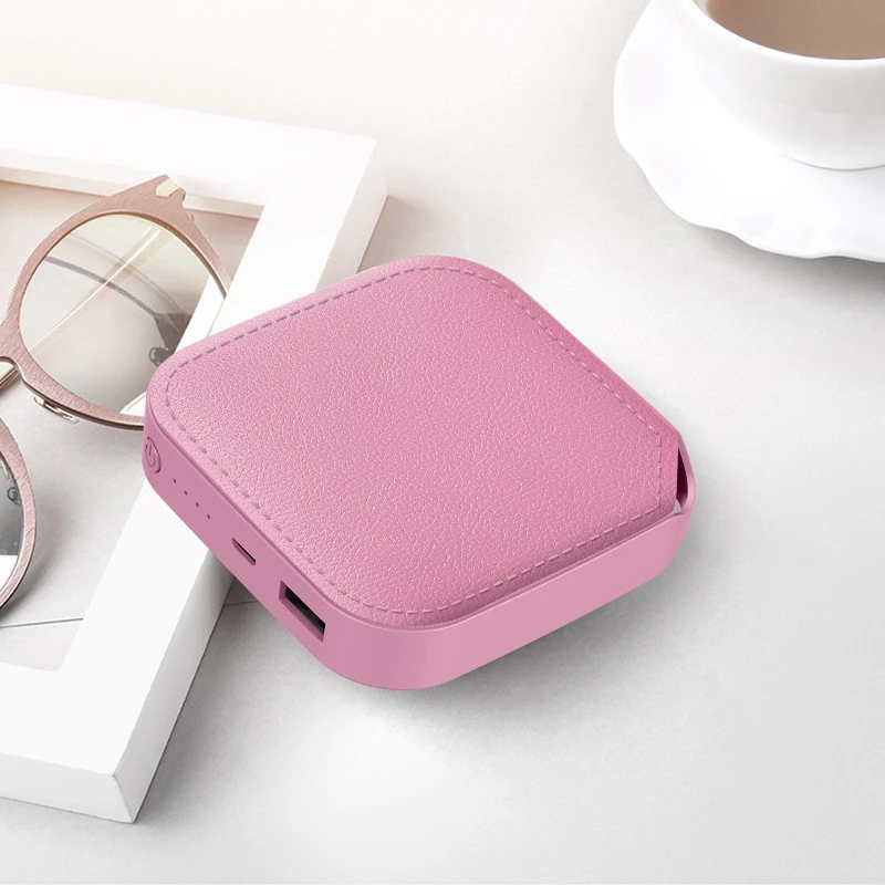 10000 мАч, внешний аккумулятор для iPhone 8, 11 pro, Xiaomi, внешний аккумулятор, портативное зарядное устройство 18650, внешний аккумулятор, кожа, повербанк - Цвет: Pink