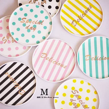 

Net red props girl heart tableware 8-inch pastry dessert table gourmet photo plate Nordic ins painted ceramic plate LB81402