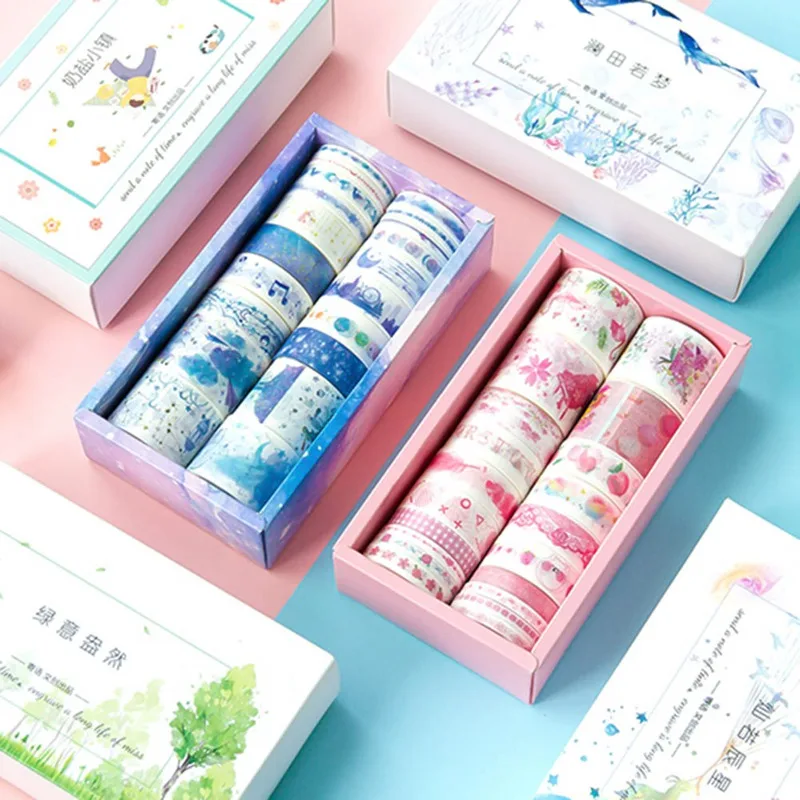 20 Pcs/box Beautiful Color Journal Washi Tape Adhesive DIY Scrapbooking Sticker Label Masking Tapes School Supplies Stationery