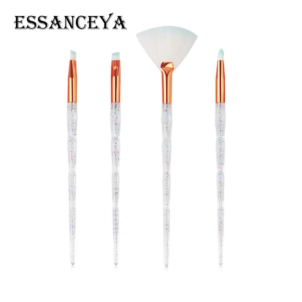ESSANCEYA, 4 шт., алмазные Косметические кисти для макияжа, Тональная основа, веер, пудра, брови, тени для век, кисти, инструменты для макияжа, набор кистей для макияжа - Handle Color: 4pcs