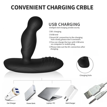 Electric Shock Pulse Man Prostate Massage Vibrators Sex Toy For Men Wireless Rotation Male Anal Butt Plug Stimulator Masturbator 6