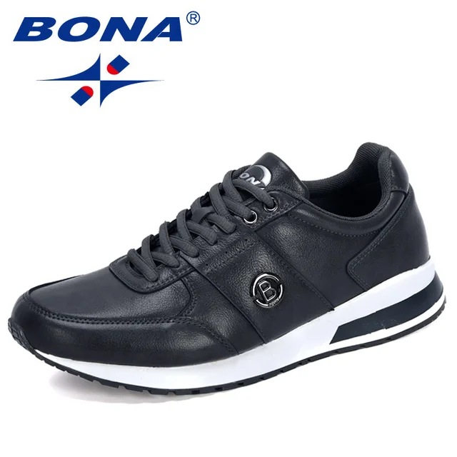 BONA 2020 New Designers Popular Men Casual Shoes Lightweight Loafer Shoes Man Outdoor Leisure Footwear Zapatillas Para Hombre Dark grey
