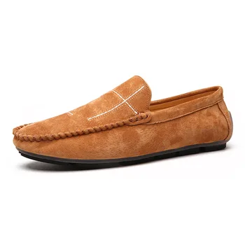 

Lightweight Slip on Men Casual Leather Loafer Comfortable Driving Shoes Men Moccasins Orange Green Man Walking Fashion Shoe