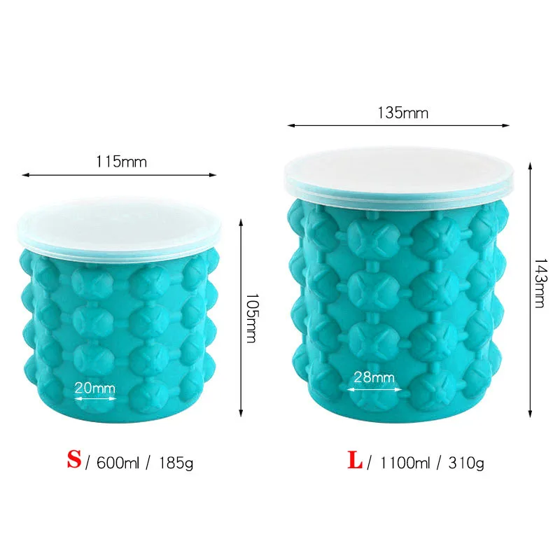 2 In 1 Silicone Ice Bucket Mold With Lid Space Saving Cube Maker Champagne Whisky Beer Ice Cooler Beer Cabinet For Party Barware