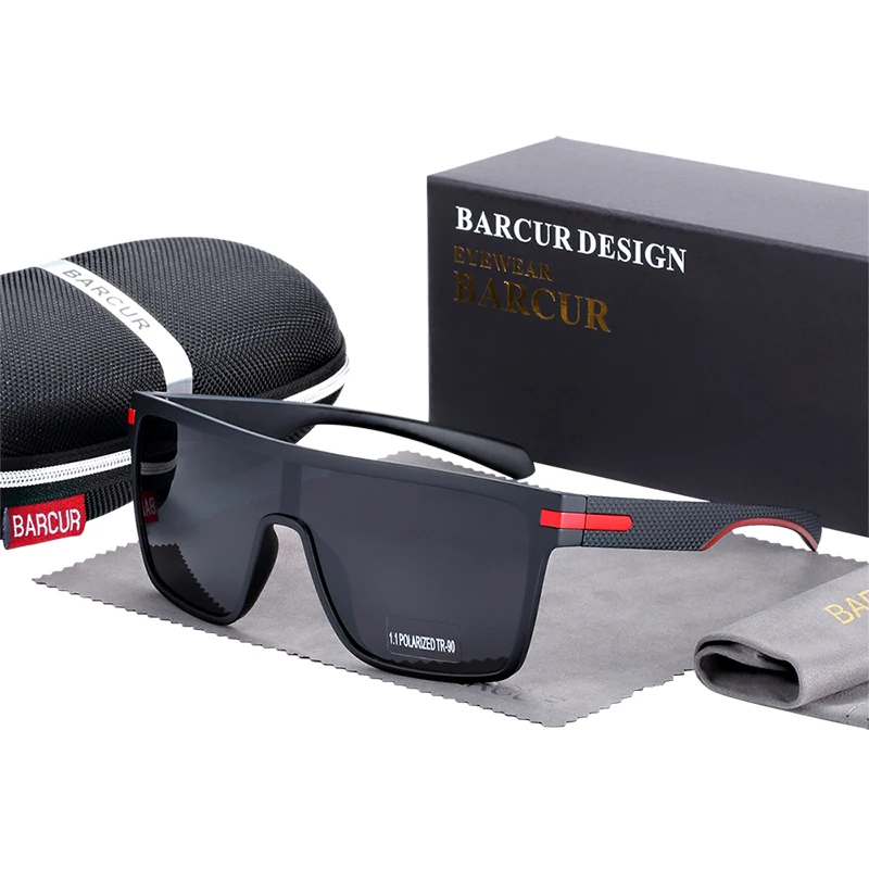 BARCUR Oversized Square Sunglasses Men Polarized Sunglasses