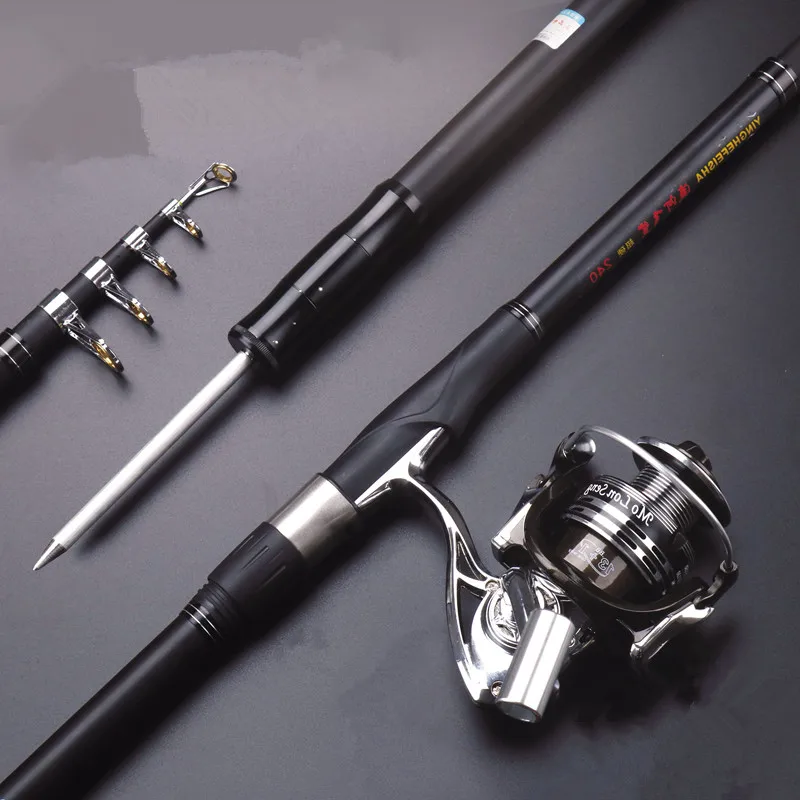 

PODAGA High Quality Carbon Fiber Telescopic Fishing Rod 2.1 2.4 3.6m Short Sea Rods Telescopic Spinning Fishing Pole Travel Hard