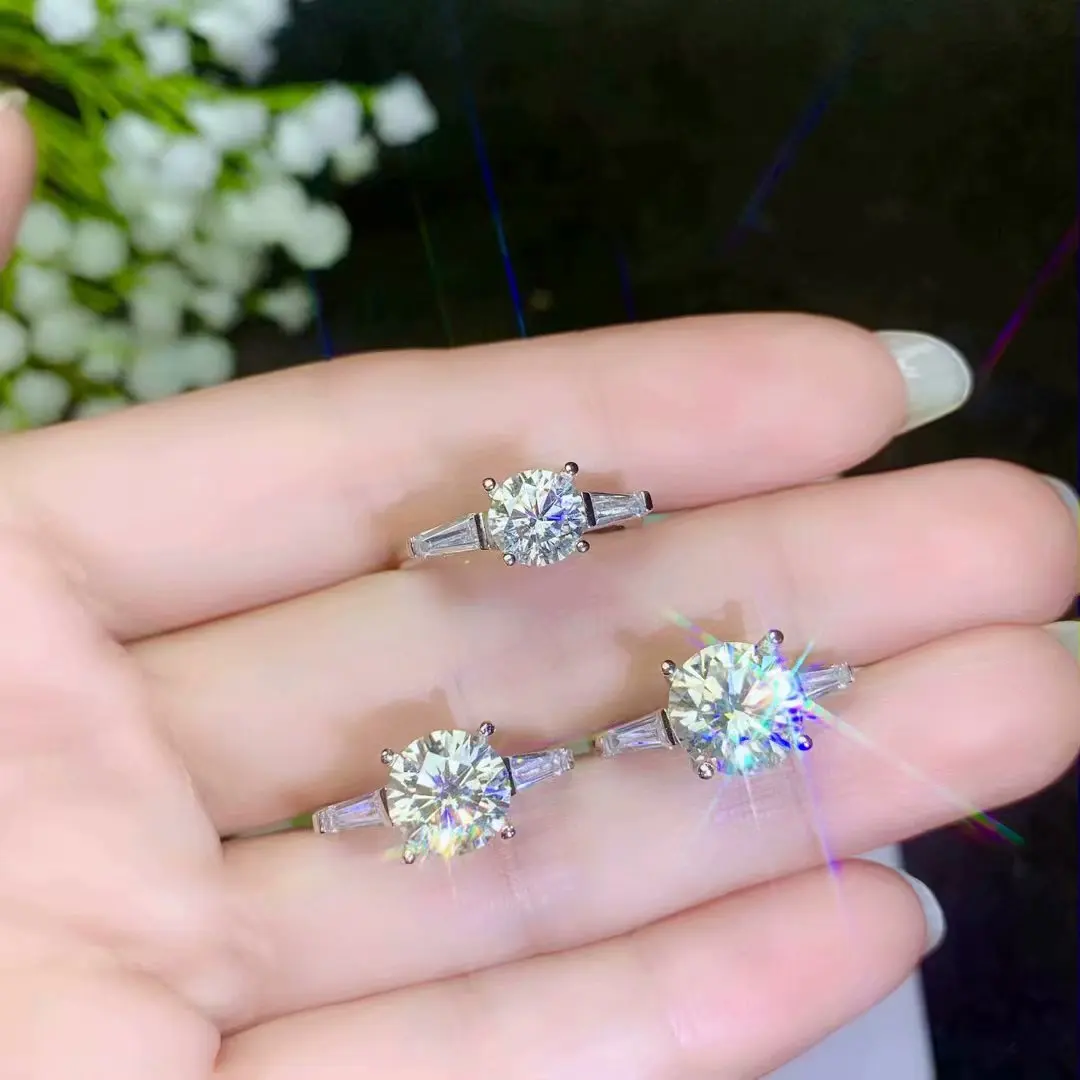 Moissanite новое кольцо, серебро 925 пробы, красивый цвет, сверкающий, 1 карат 2 карат Алмазный Муассанит