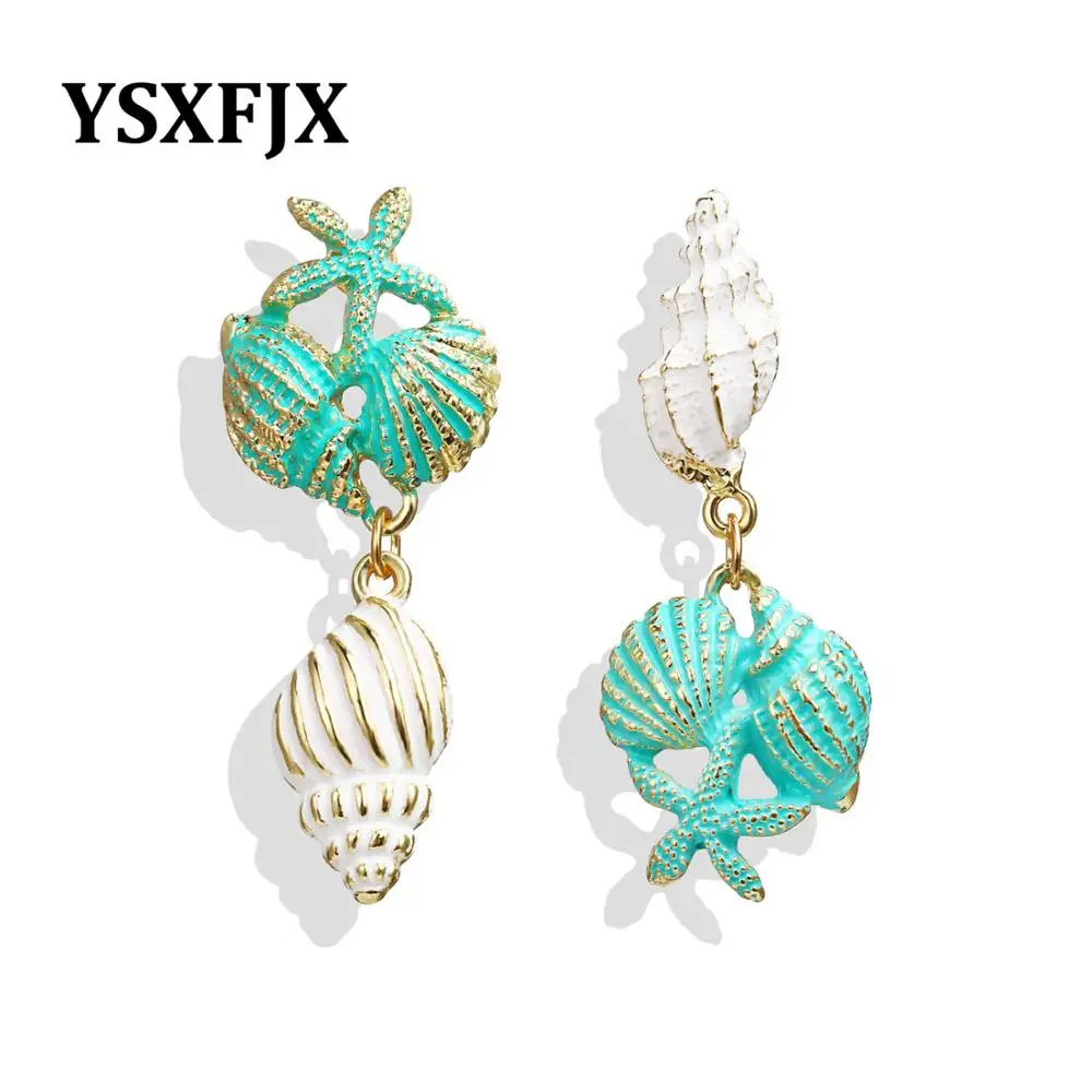 

2019 Bohemia Shell Drop Earrings For Women Metal Shell Conch Earrings Hanging Dangle Earrings Fashion Jewelry Gifts wholesale