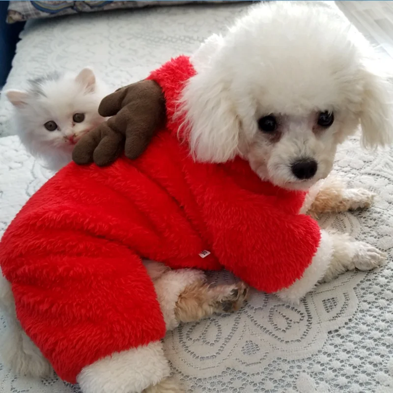 Рождественская Одежда для собак милый дизайн лося комбинезон маленькие собаки Костюм северного оленя для Мопс Чихуахуа домашний Йоркширский питомец кошка одежда куртка