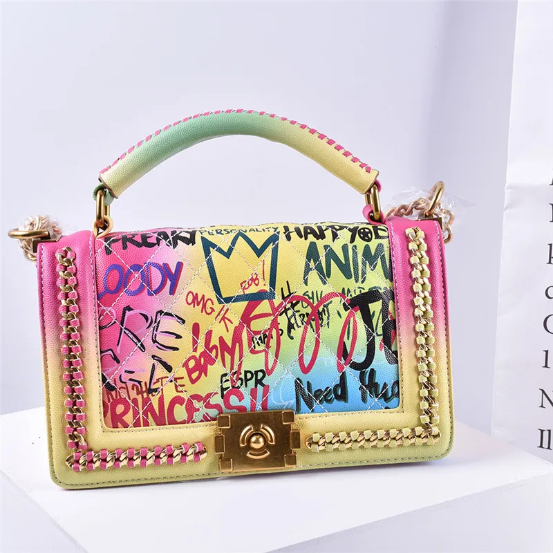 

New Style Small Fragrance Color Diamond Chain Bag Fashionable Single Shoulder Straddle Bag Handbag Louie Vuiton Bag