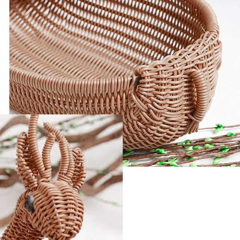 Rattan Woven Fruit Basket Imitation Deer Bread Basket Fruit Bowls Tray Vegetable Snack Basket Novelty Animal Shaped Ancient Rat storage tray,kitchen tray,bamboo organizer tray