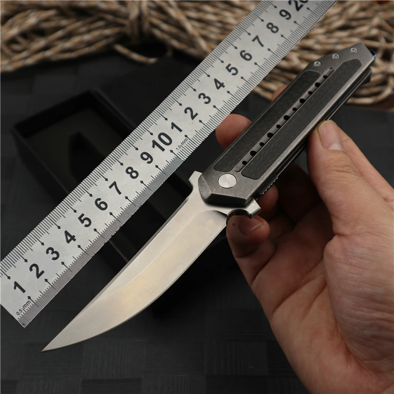 

High End Flipper Folding Knife S35vn Carbon Fiber TC4 Titanium Alloy Outdoors EDC Camping tactics survival utility EDC knife