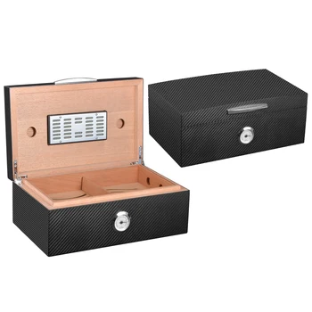 

Double Layers Humidor with Hygrometer and Humidifier Desktop Exquisite Cigar Box for Club Gift Home Decoration Cigar Case Sets