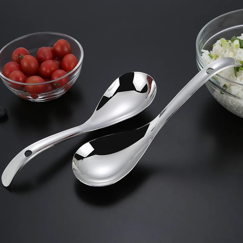 Kitchen Tools 304 Stainless Steel Rice Spoon Non Stick Rice Household Large Shovel Integrated Long Handle Spoon