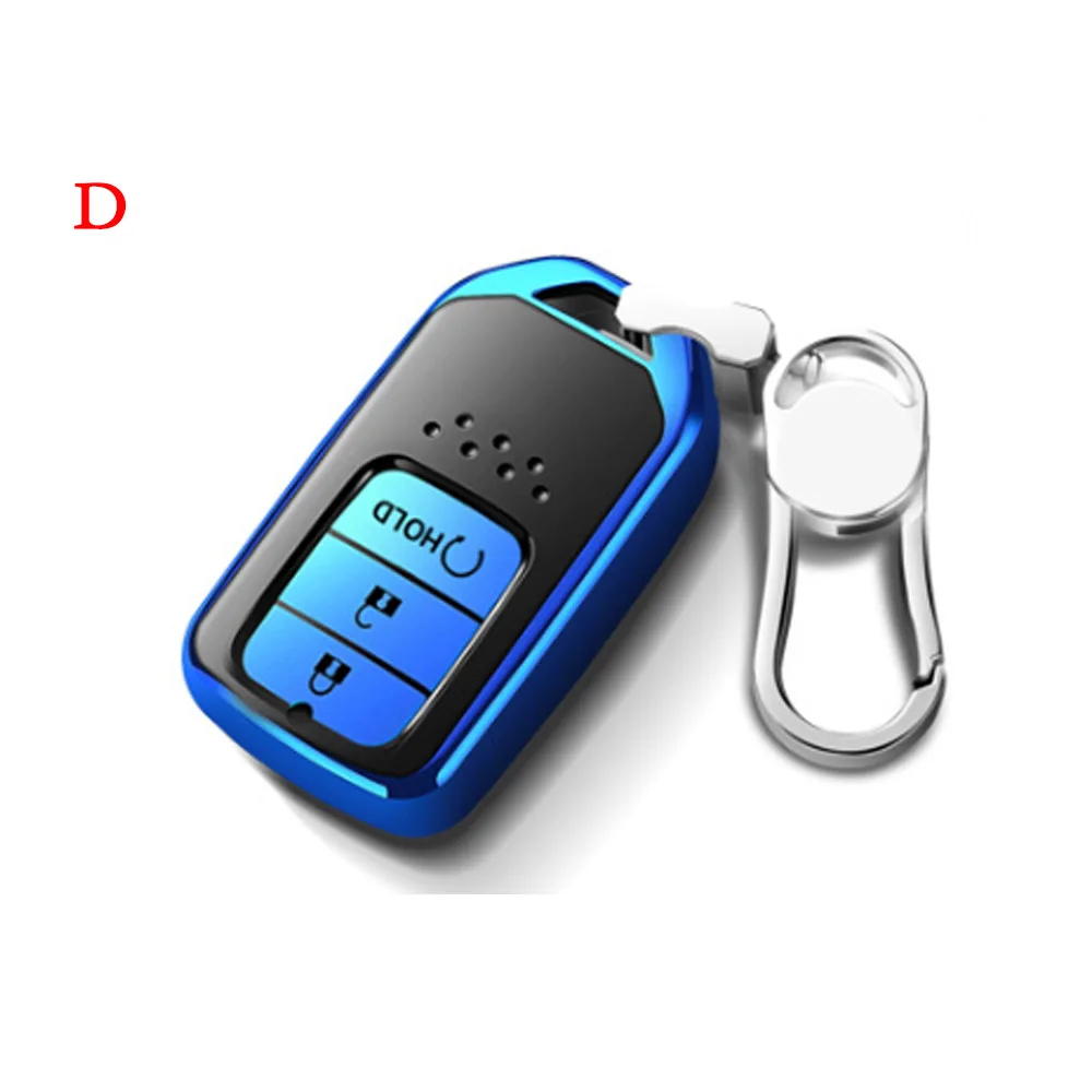 D Blue ТПУ чехол для ключей автомобиля ключ чехол оболочка для Smart ключа для Honda Civic CR-V Accord XR-V Spirior 2/3/4 пуговицы автомобильные аксессуары - Название цвета: D Blue