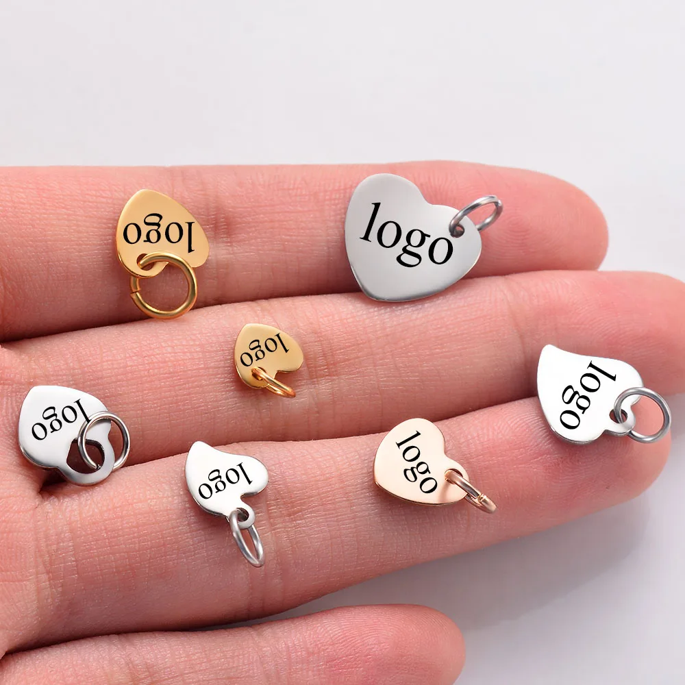 

30pcs Stainless Steel Custom Small Logo Tags Charm Jewelry Logos DIY for Necklace Makings Findings