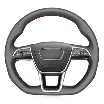 

Black PU Faux Leather Car Steering Wheel Cover For Audi A6 (C8) 2018-2019 A7 (K8) 2018-2019 S6 (C8) Saloon 2019 S7 (K8) 2019