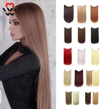 

MANWEI Women Invisible Fish Line Hair Extensions Long Natural Straight hair Heat-resistant fiber Synthetic Hairpiece 24inch