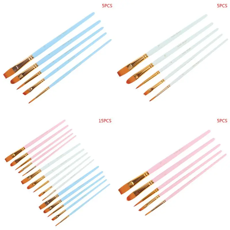 

5/15pcs Art Painting Brush Nylon Hair Variety Style Oil Acrylic Paint Watercolor PXPA