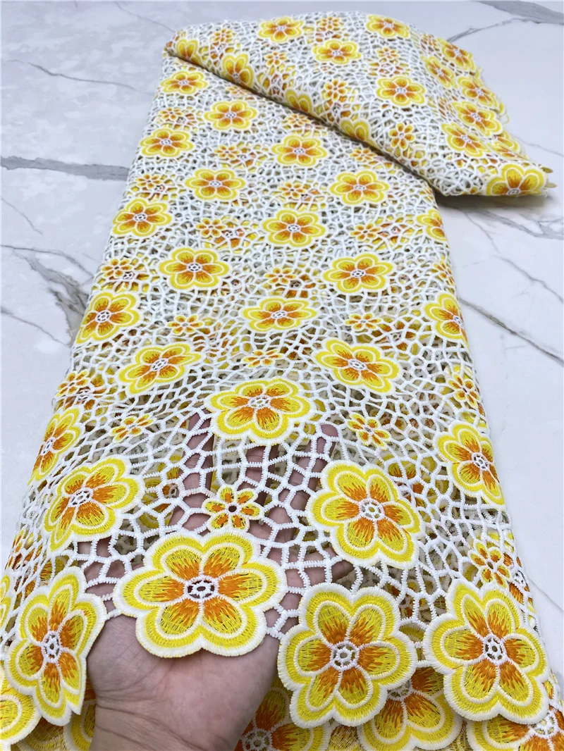 PGC French Embroidery Guipure Cord Lace Fabric 2021 High Quality Lace African Lace Fabric For Nigerian Wedding Party YA4404B-7