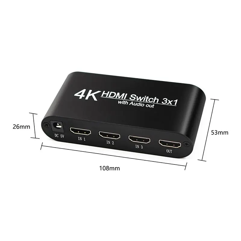 Модный HDMI коммутатор 3 в 1 из HDR 4:4:4 версии 2,0 4K 60Hz HDMI аудио сепаратор