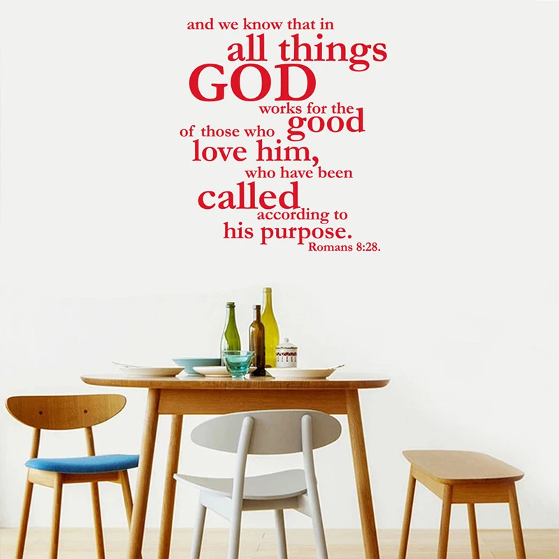 

All Things God Wall Sticker Livingroom Decor DIY Removable Sticking Poster Red Quotes Letter Words Kitchen Backdrop Decor