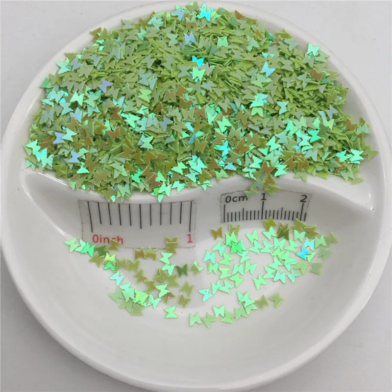 AB Light Green 20 г 3 мм Бабочка Форма ПВХ свободные блестки для ногтей маникюр/Шитье/свадебные конфетти украшения - Цвет: AB Light Green