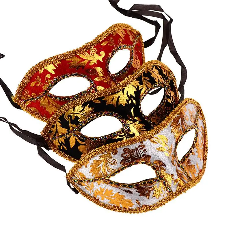 Halloween Masquerade Mask Creative Floral Print Mask For Women Girls Black Gold Christmas Costumes Masque Carnaval Party Masks