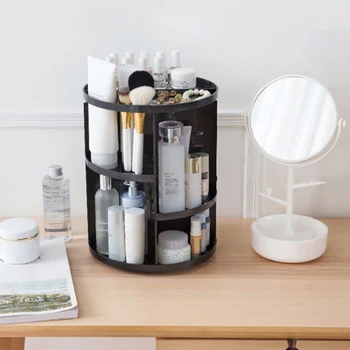 

Rotating Makeup Organizer Cosmetics Skincare Products Storage Box Desktop Adjustable Spin Holder DIN889
