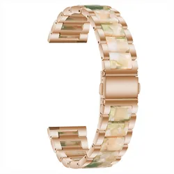 Premium Metal Resin Watch Band Strap for Men - 20mm Adjustable (Green Rose-gold)