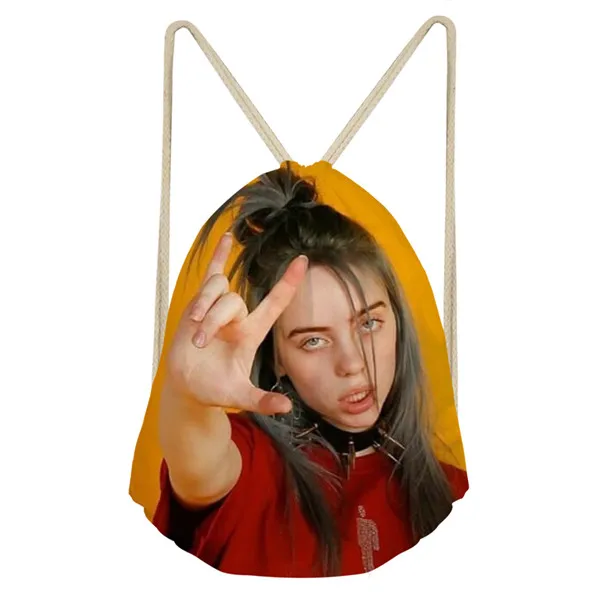 ThiKin Горячая Billie Eilish печать Модный шнурок сумка для девочек Дорожная емкость рюкзак Aily Softback леди пляж Mochila