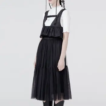 

Loose Niche Style Black Medium and Long High Waist Mesh A Line Casual Skirt 2020 Spring Summer New Fashion Skirt Women DMY4106